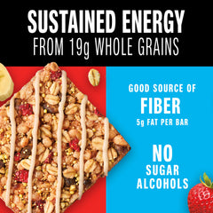 KIND close-up of dried strawberries, bananas, and mixed grains for flavor