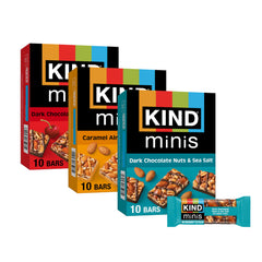 KIND mini variety pack front view showing all three flavors and packaging benefit