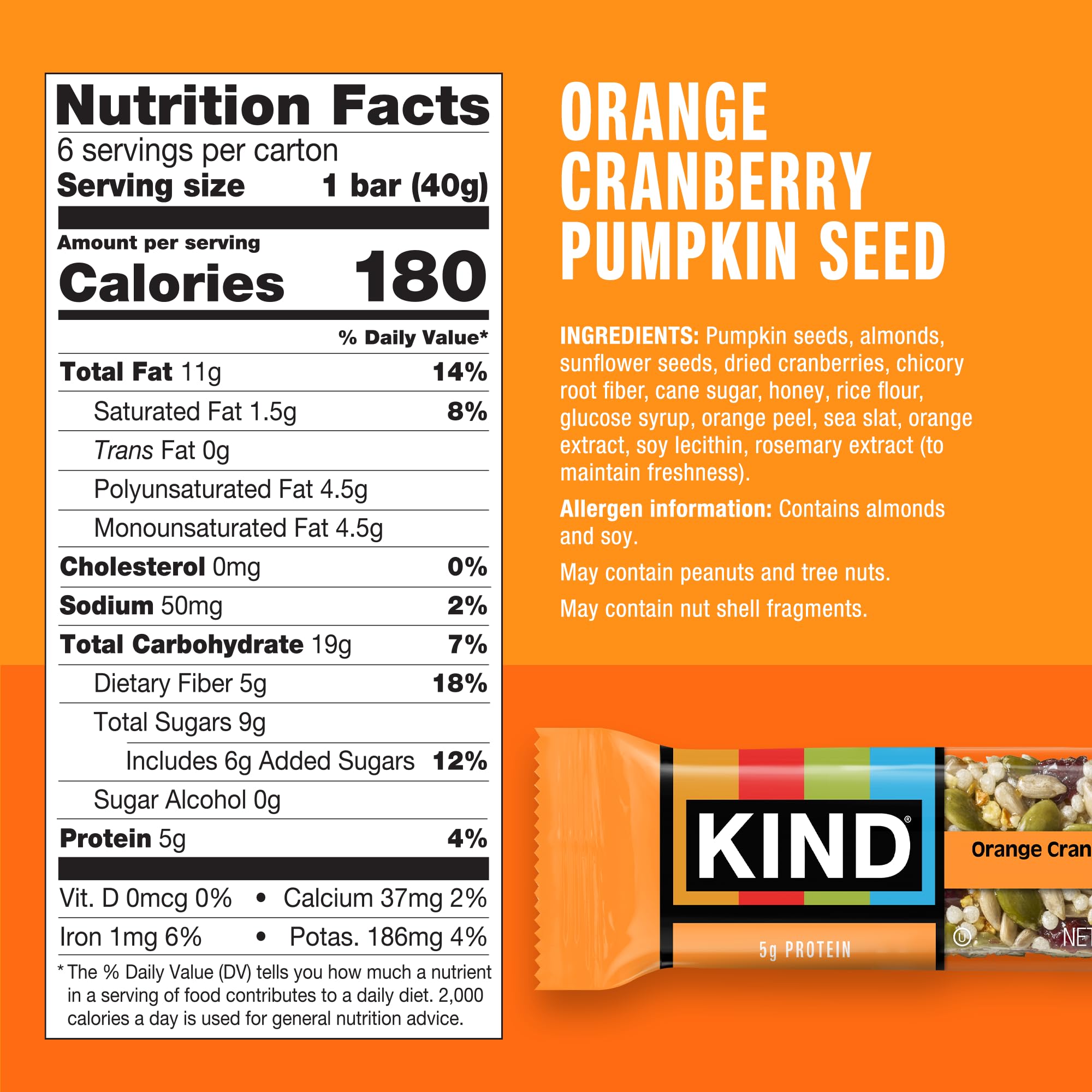 KIND Orange Cranberry bar on a plate with fruit, suggesting a wholesome snack option