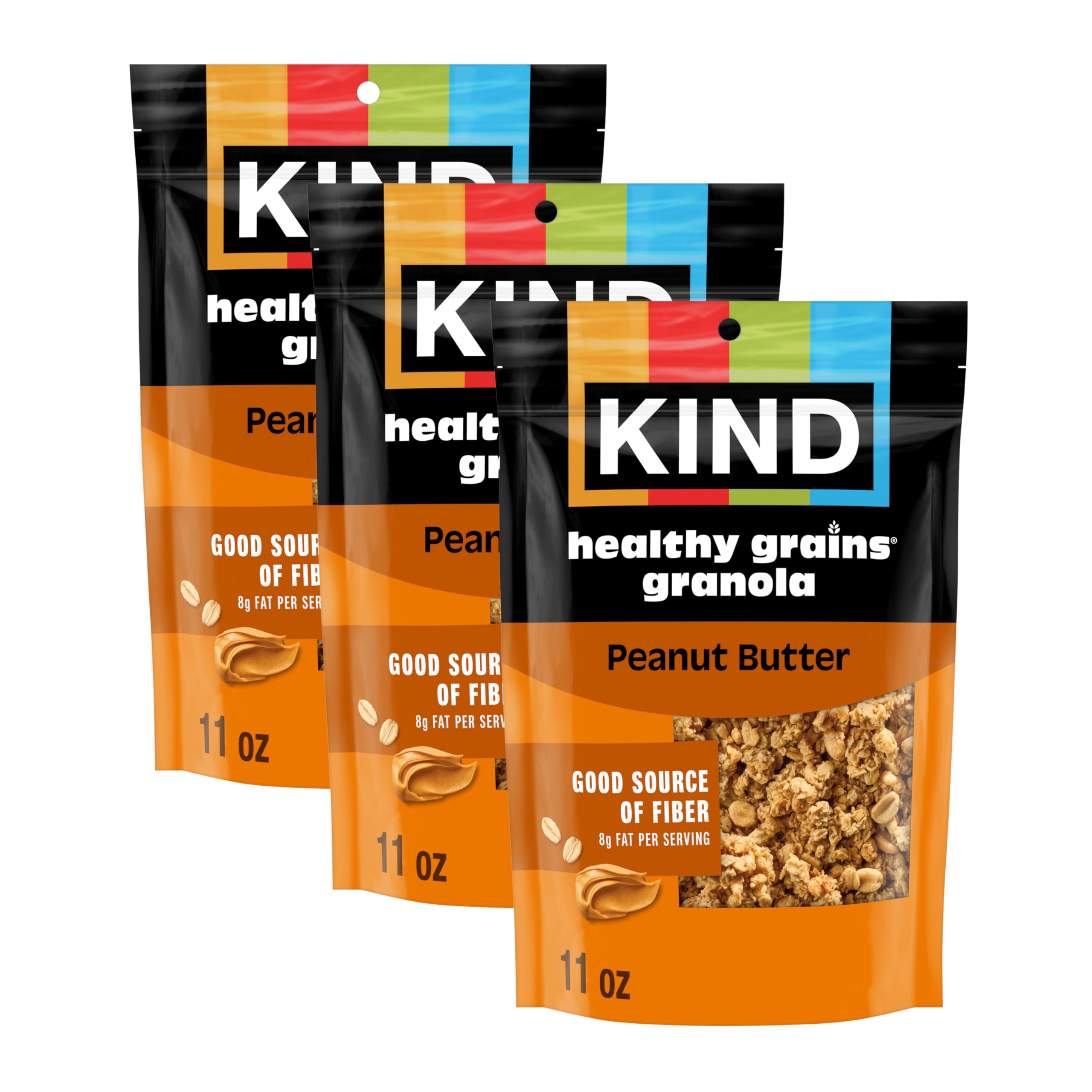 KIND front packaging showing peanut butter clusters and branding for easy identification
