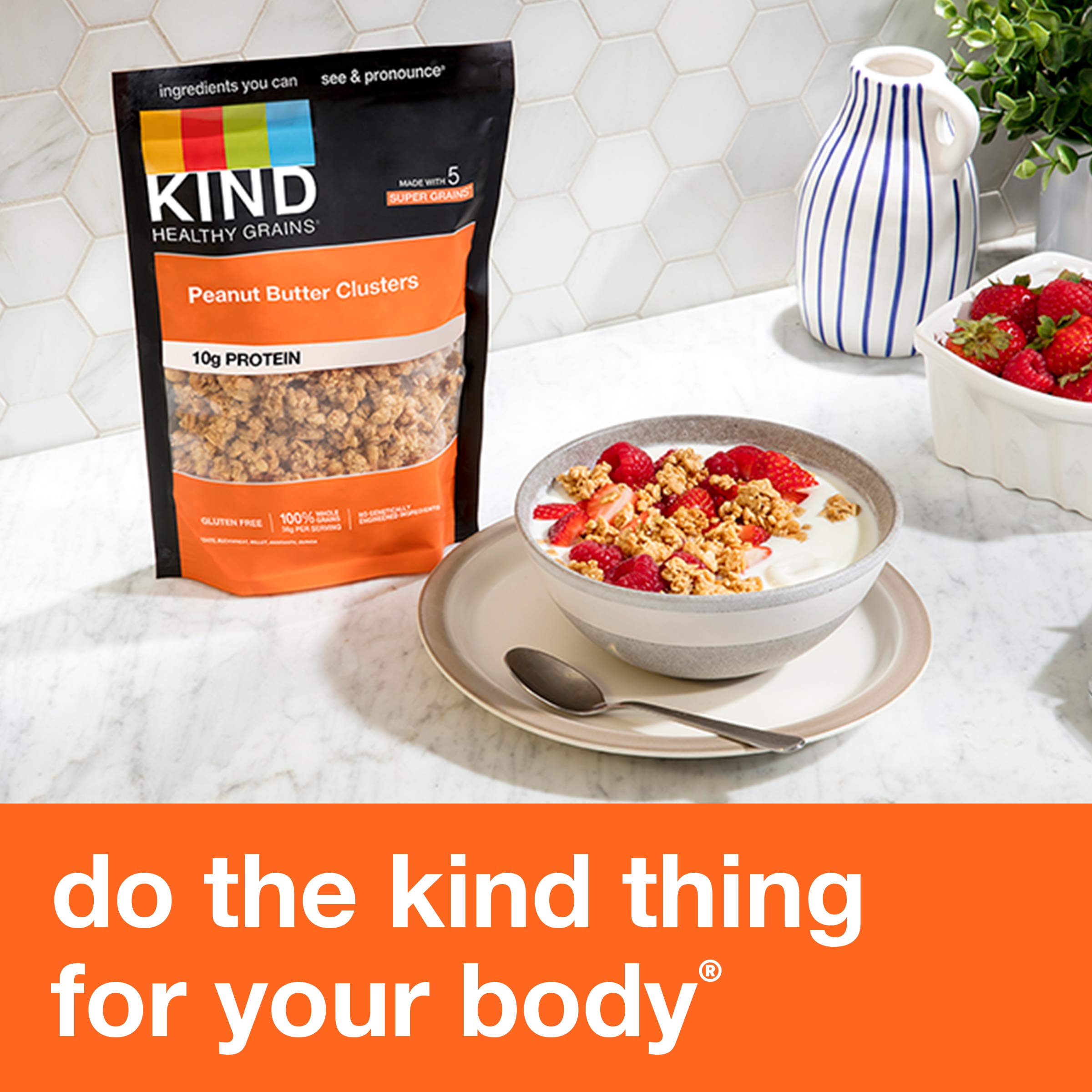KIND portion next to measuring cup illustrating serving size and portion control