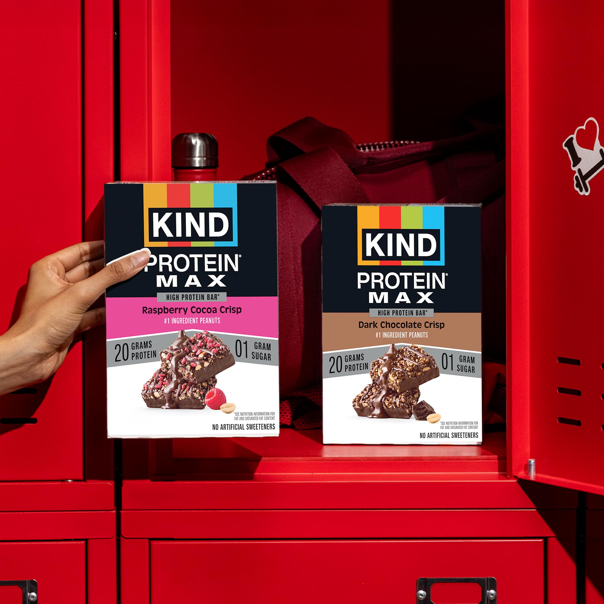 KIND Protein MAX bar on a trail pack illustrating on-the-go protein convenience