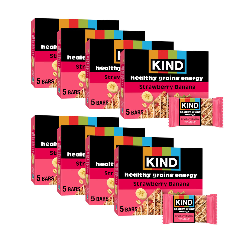 KIND front packaging showing strawberry banana bars and benefits