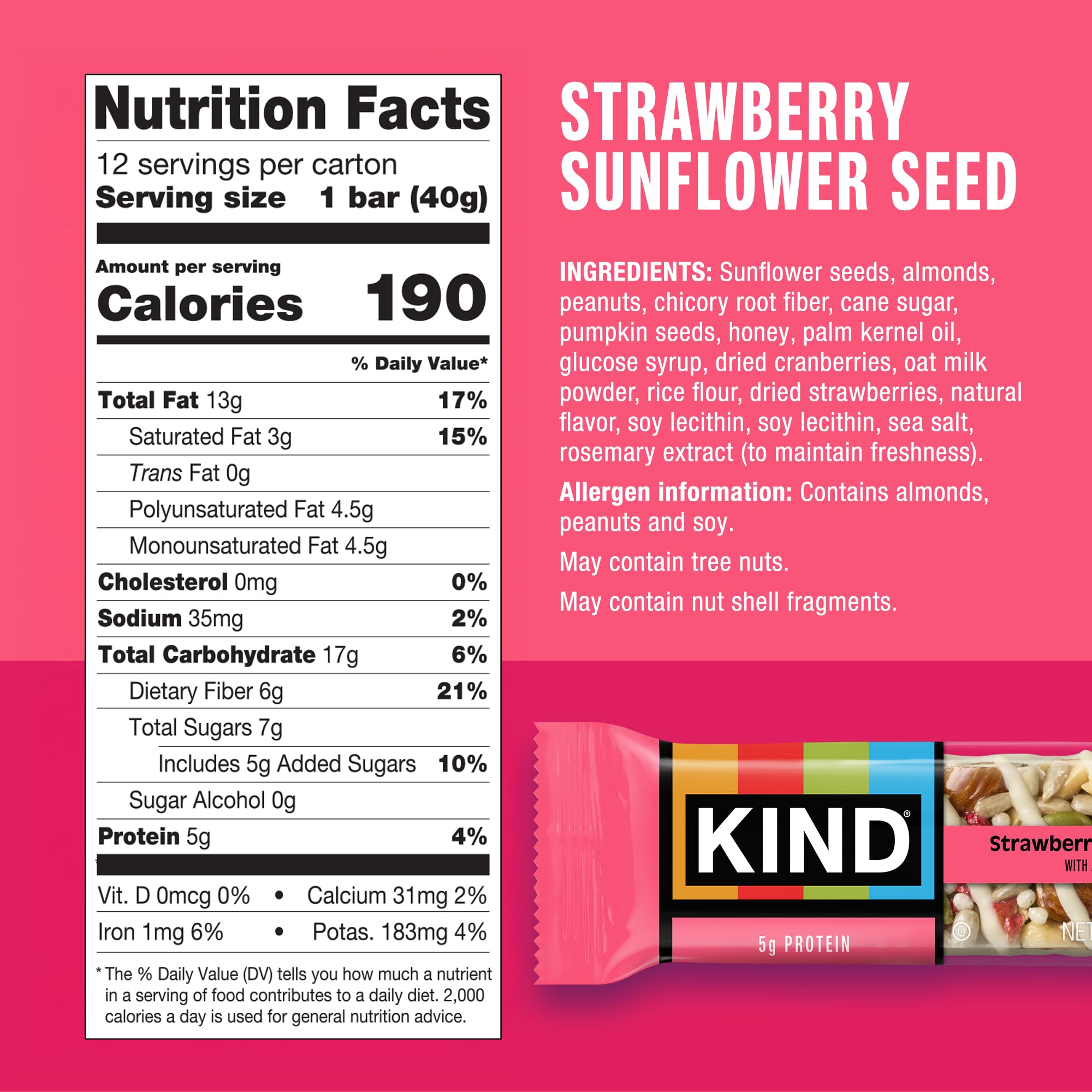 KIND unwrapped bar close-up highlighting seeds and fruit for appetizing texture