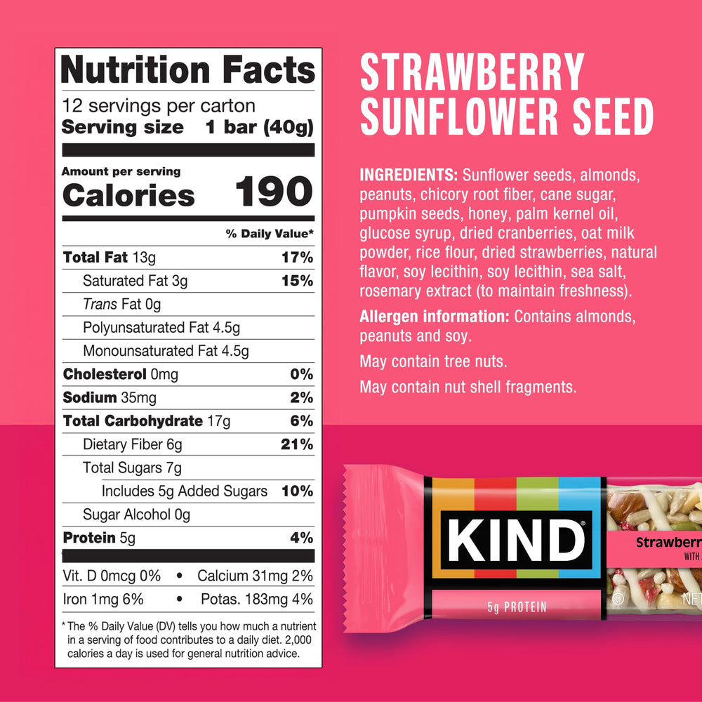 KIND unwrapped bar close-up highlighting seeds and fruit for appetizing texture