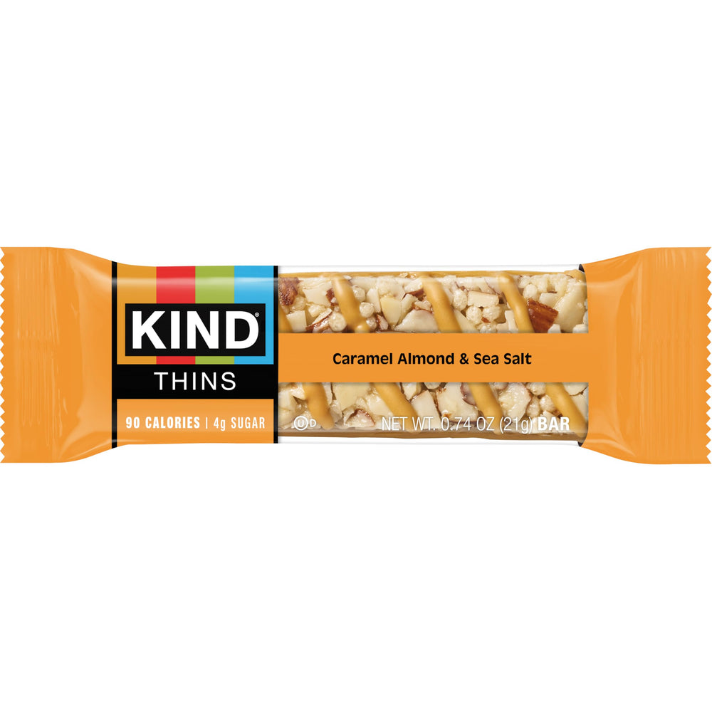 nutrition and ingredient label on KIND Thins package emphasizing gluten free and non-GMO