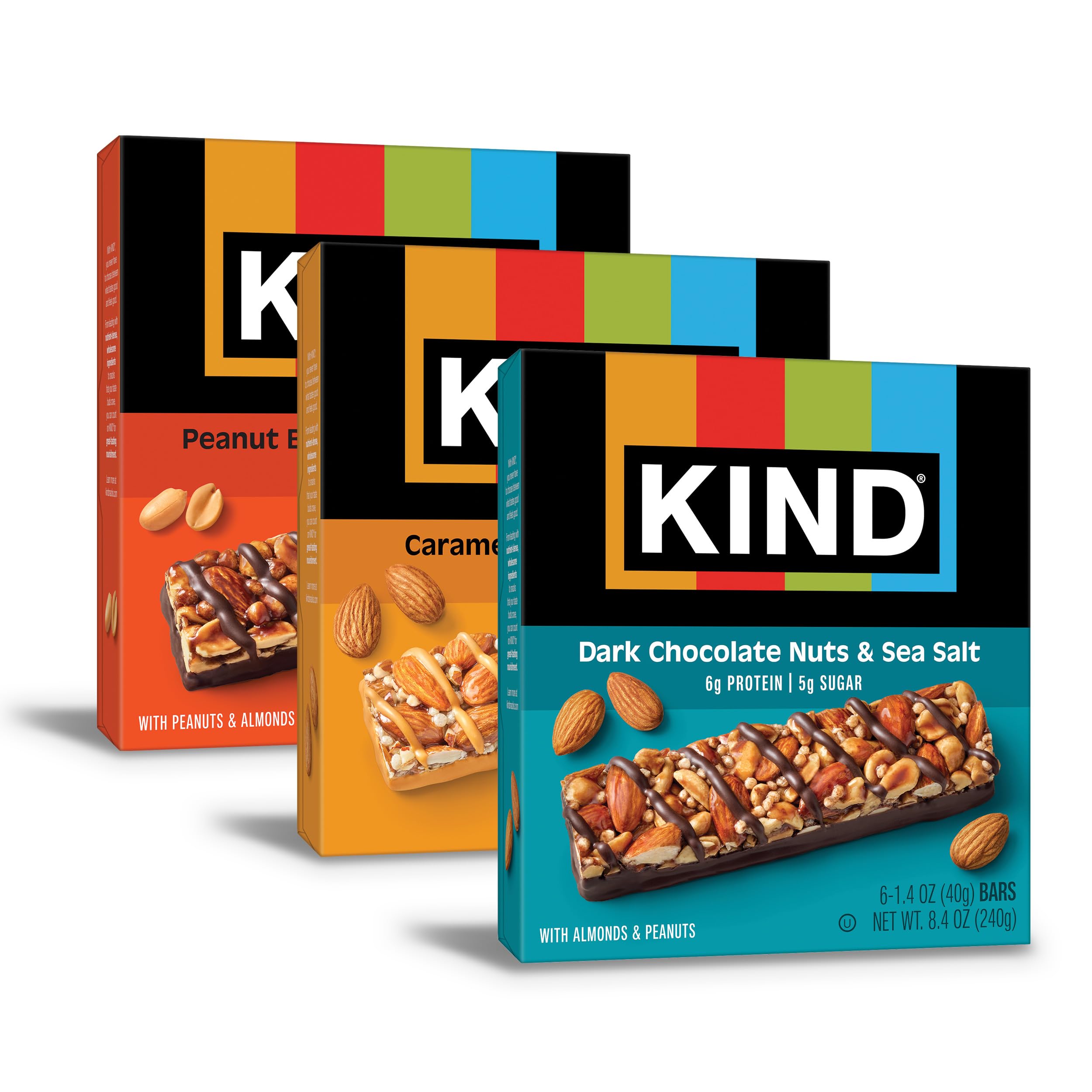 KIND variety pack front packaging showing 18 bars and flavor labels for quick selection
