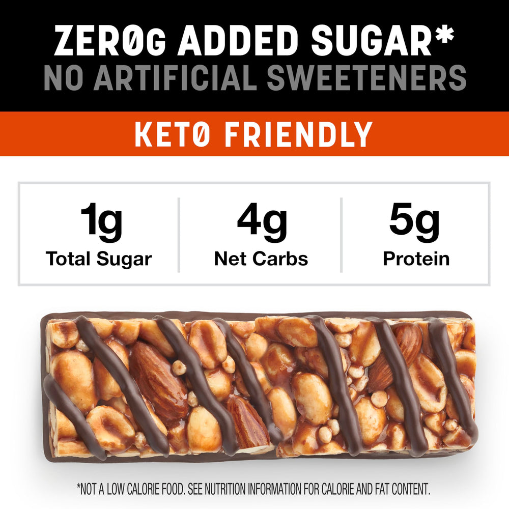 Scattered almonds and peanuts with KIND bar suggesting wholesome ingredient transparency