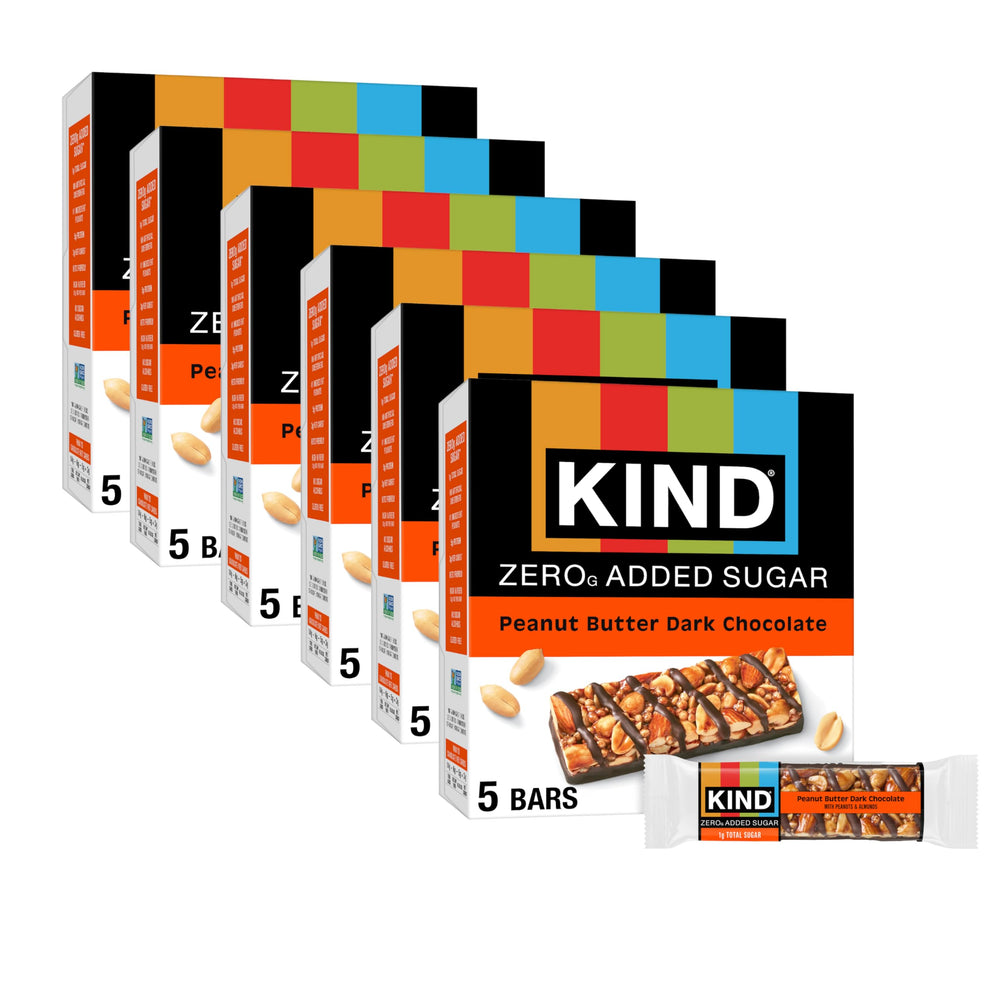 KIND Zero front packaging showing peanut butter chocolate flavor and benefits