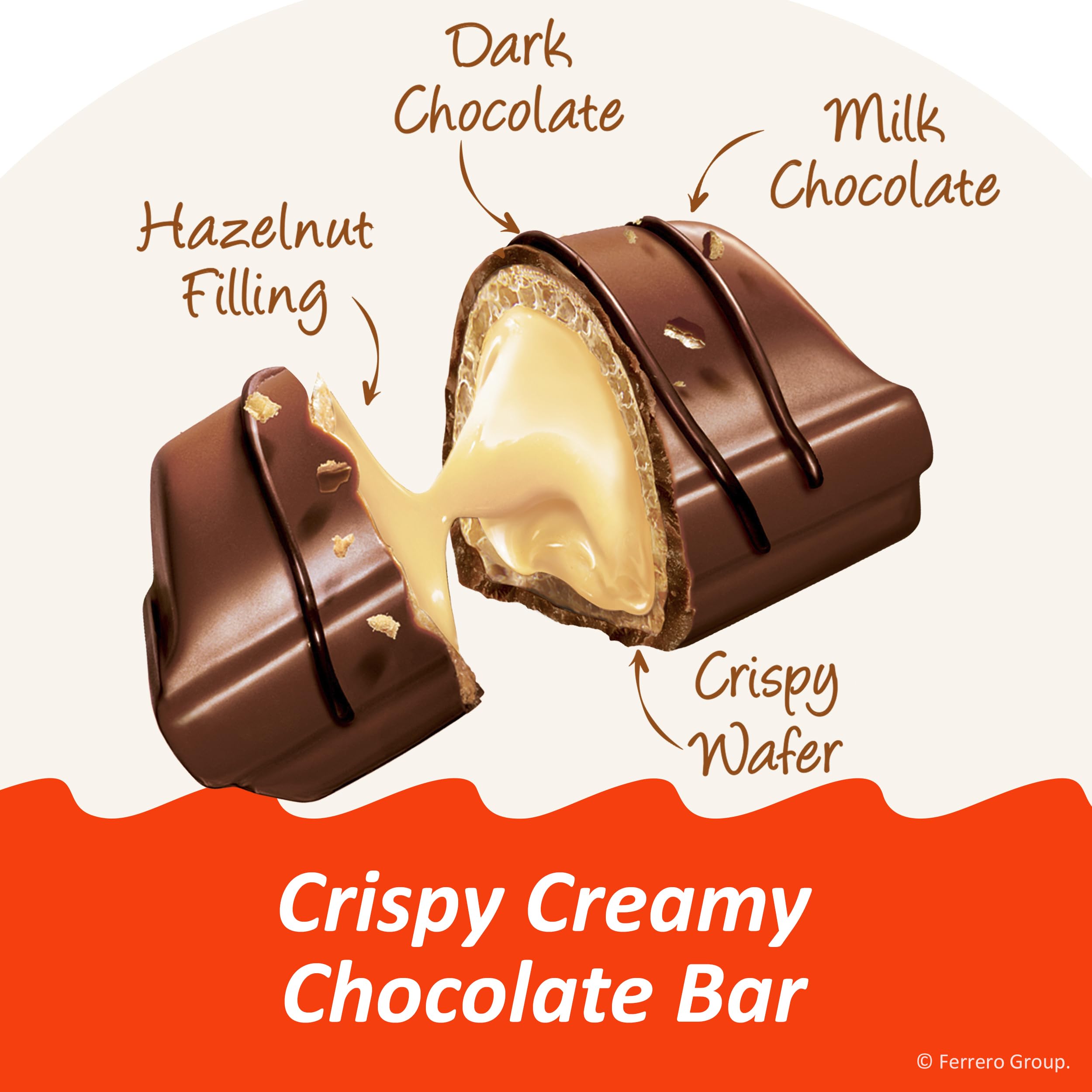 Close-up of Kinder Bueno wafer layers demonstrating crunchy texture