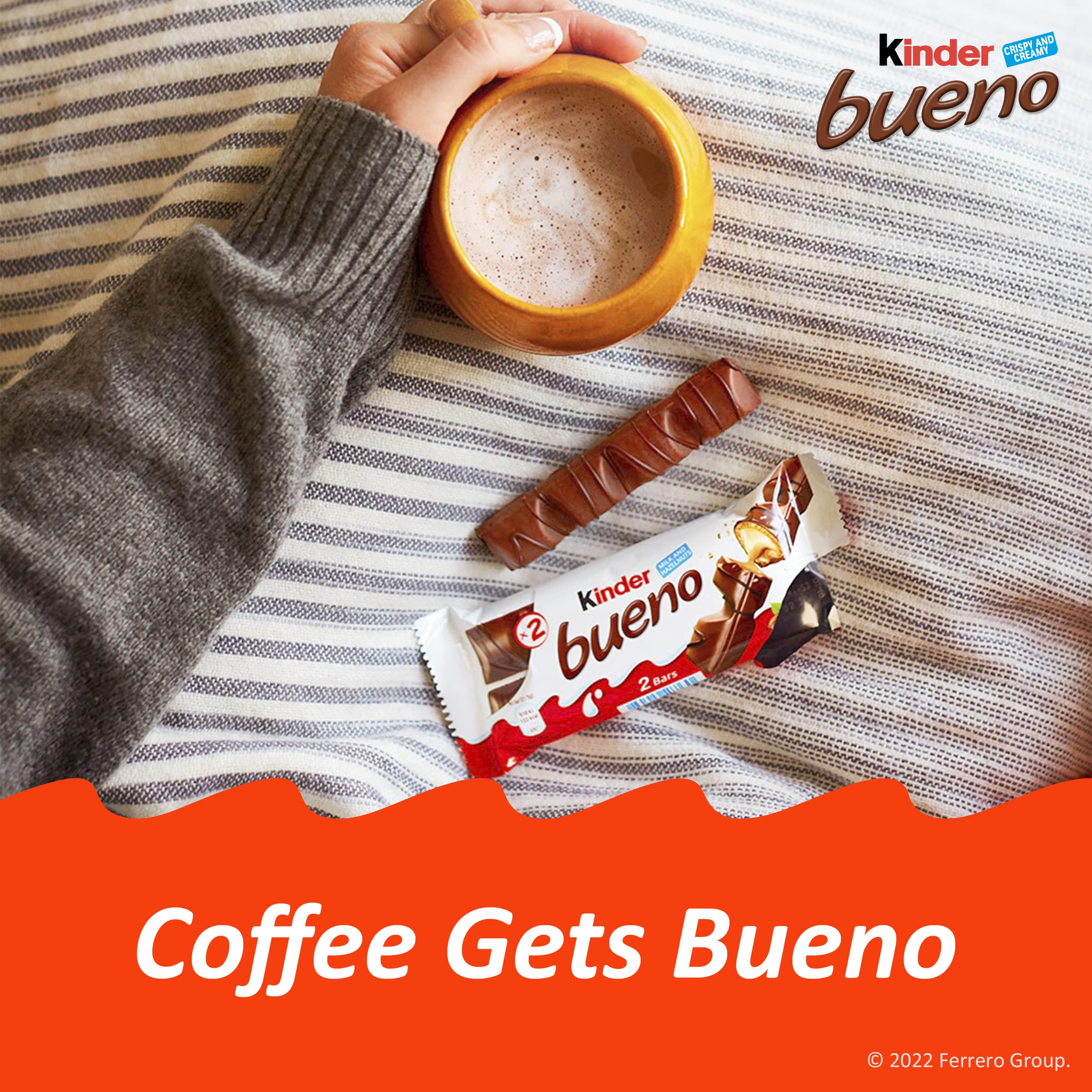 Kinder Bueno pieces used as a dessert topping adding texture and flavor