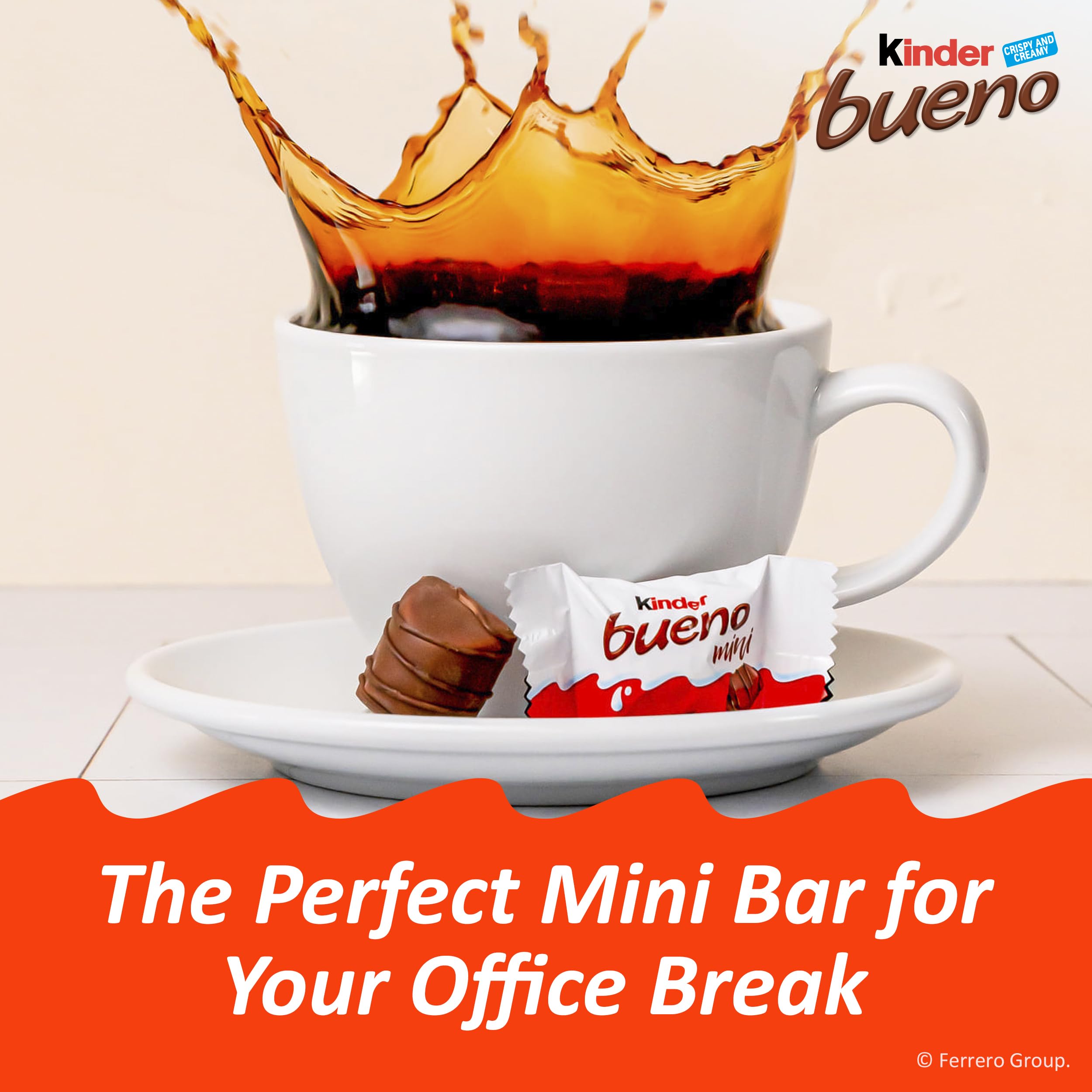 Kinder Bueno next to a ruler for size comparison and portion clarity
