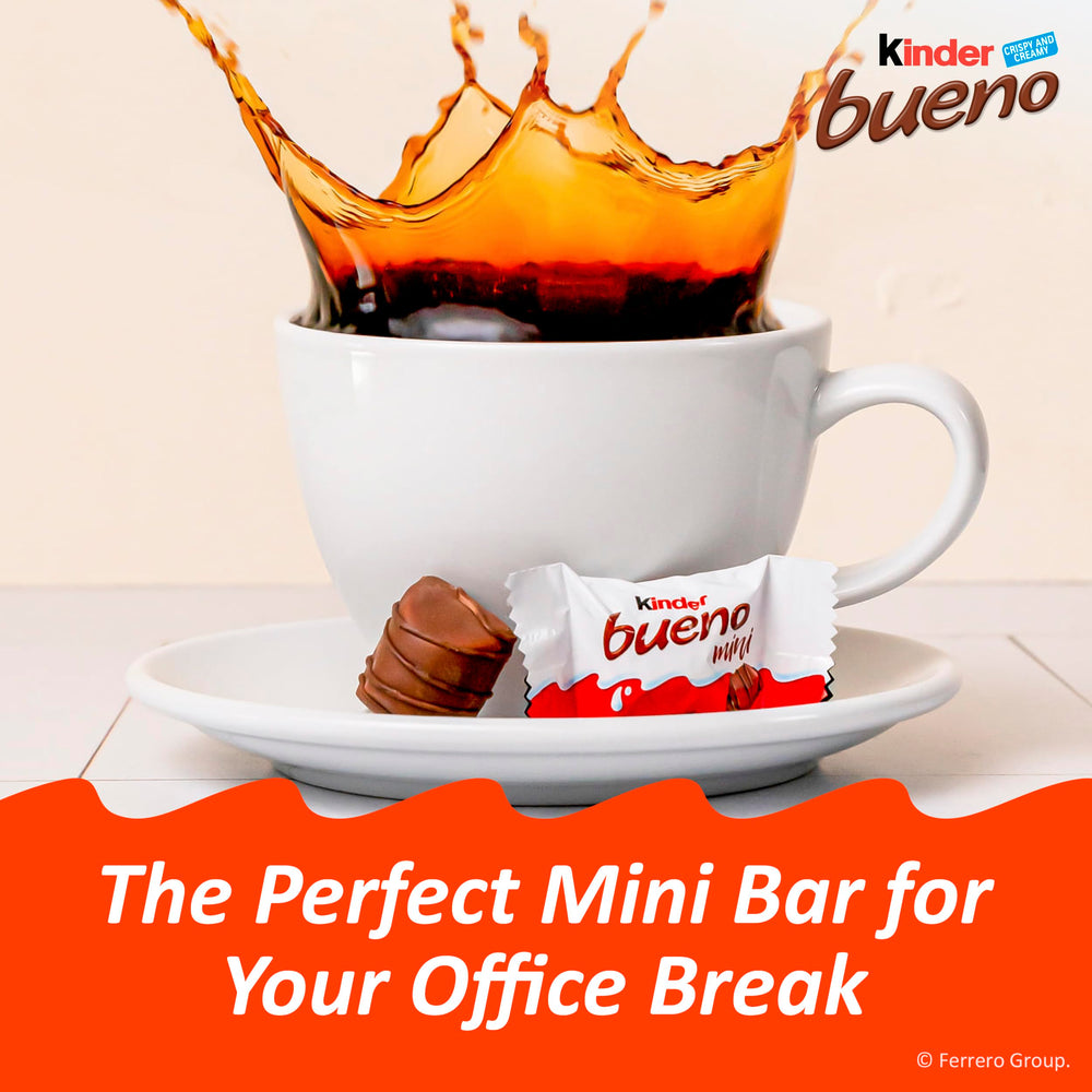 Kinder Bueno next to a ruler for size comparison and portion clarity