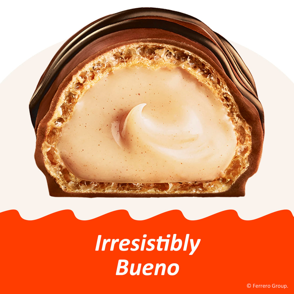 Kinder Bueno beside a coffee cup to show portion size and pairing benefit
