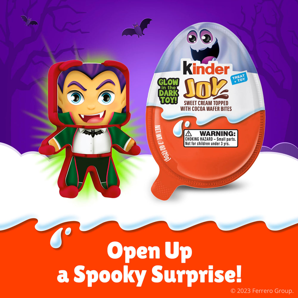 Kinder Joy eggs arranged on a Halloween party table to show festive use and group sharing