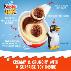 Kinder Joy two wafers detail highlighting crunchy chocolate texture