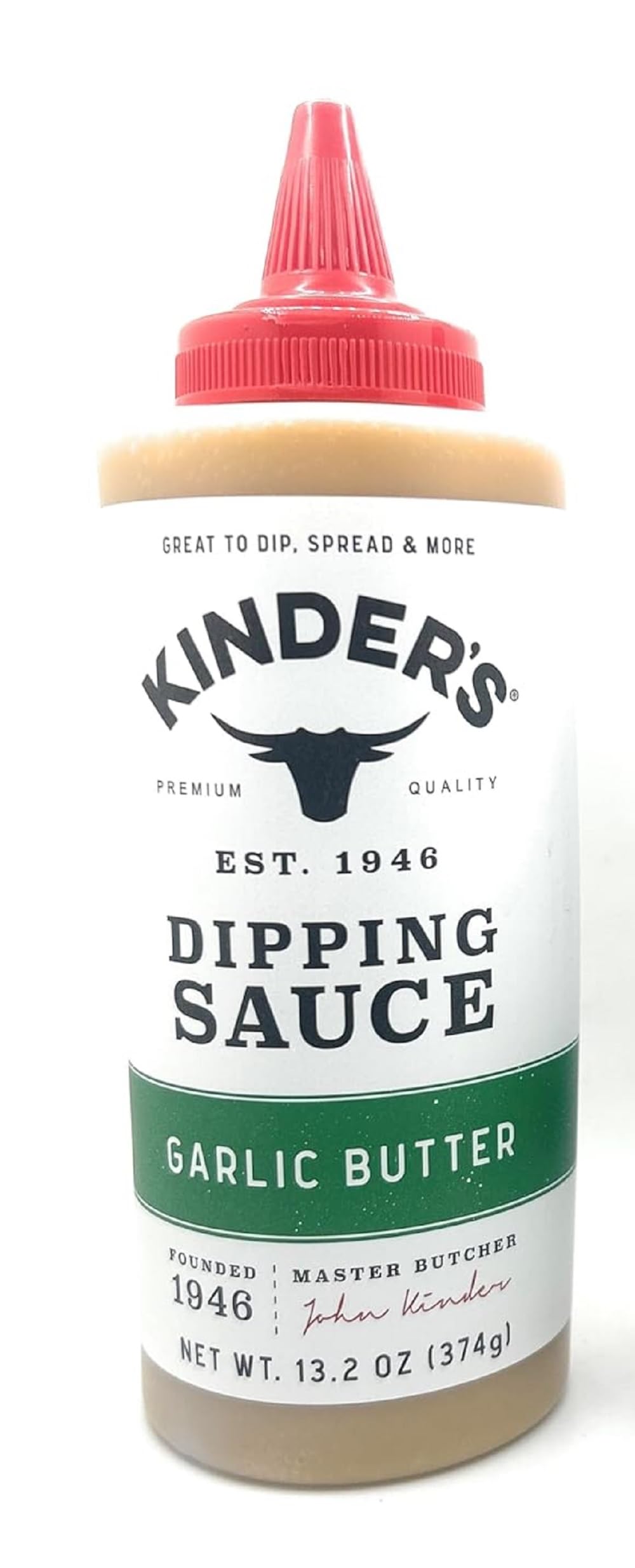 KINDER'S garlic butter bottle front label showing size and benefits