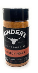 KINDER'S Bourbon Peach bottle front showing label and shaker cap, enhances flavor quickly