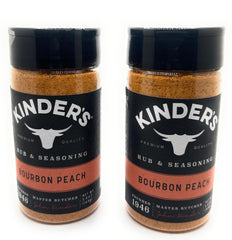 KINDER'S bourbon peach front packaging showing shaker bottle and label benefit