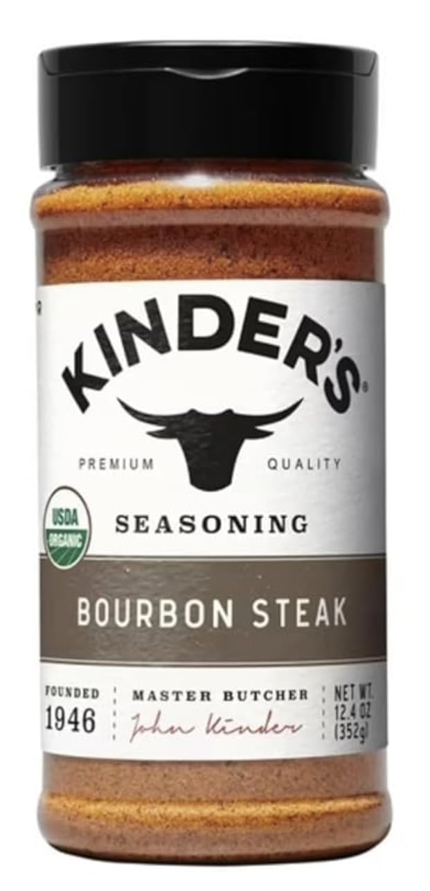 Kinder's front-facing shaker showing label and size, enhances meal flavor