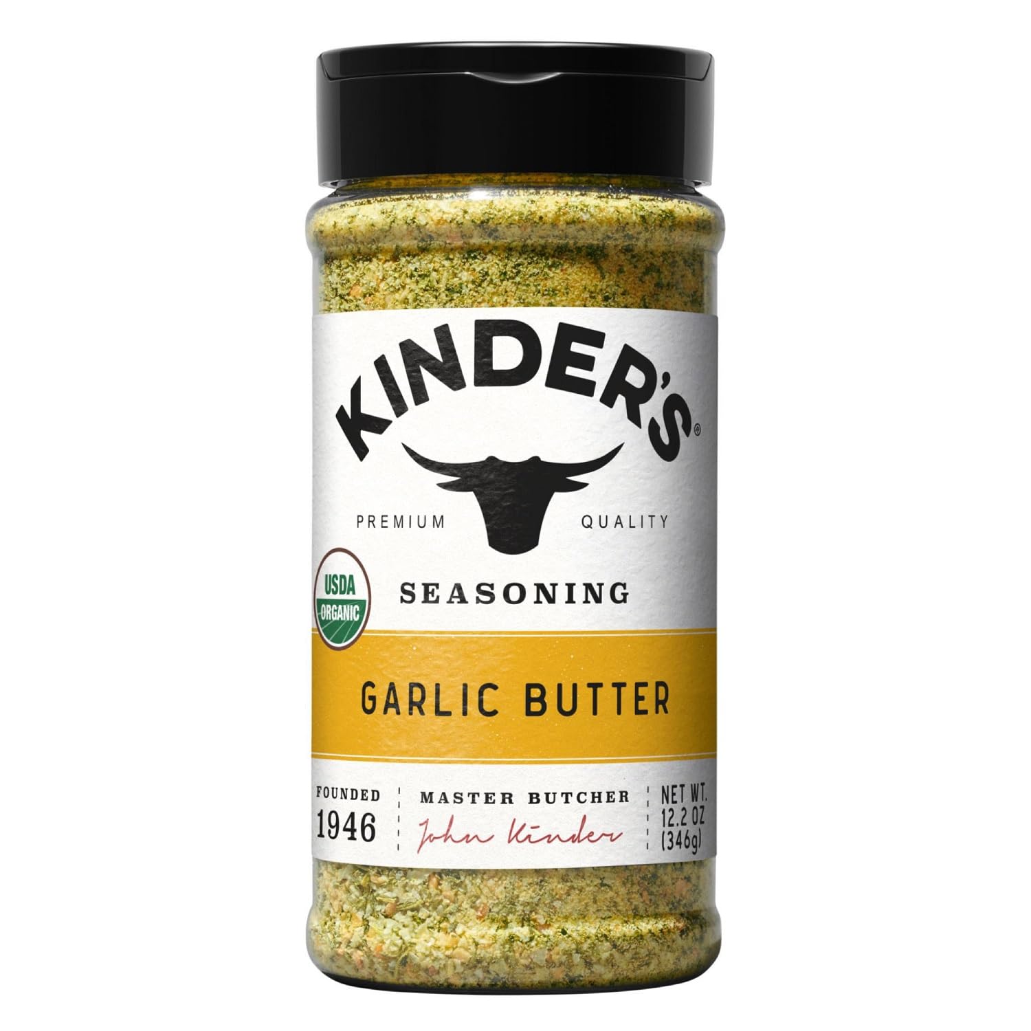 KINDER'S front shaker bottle showing label and 12.2 ounce size for clear purchase choice