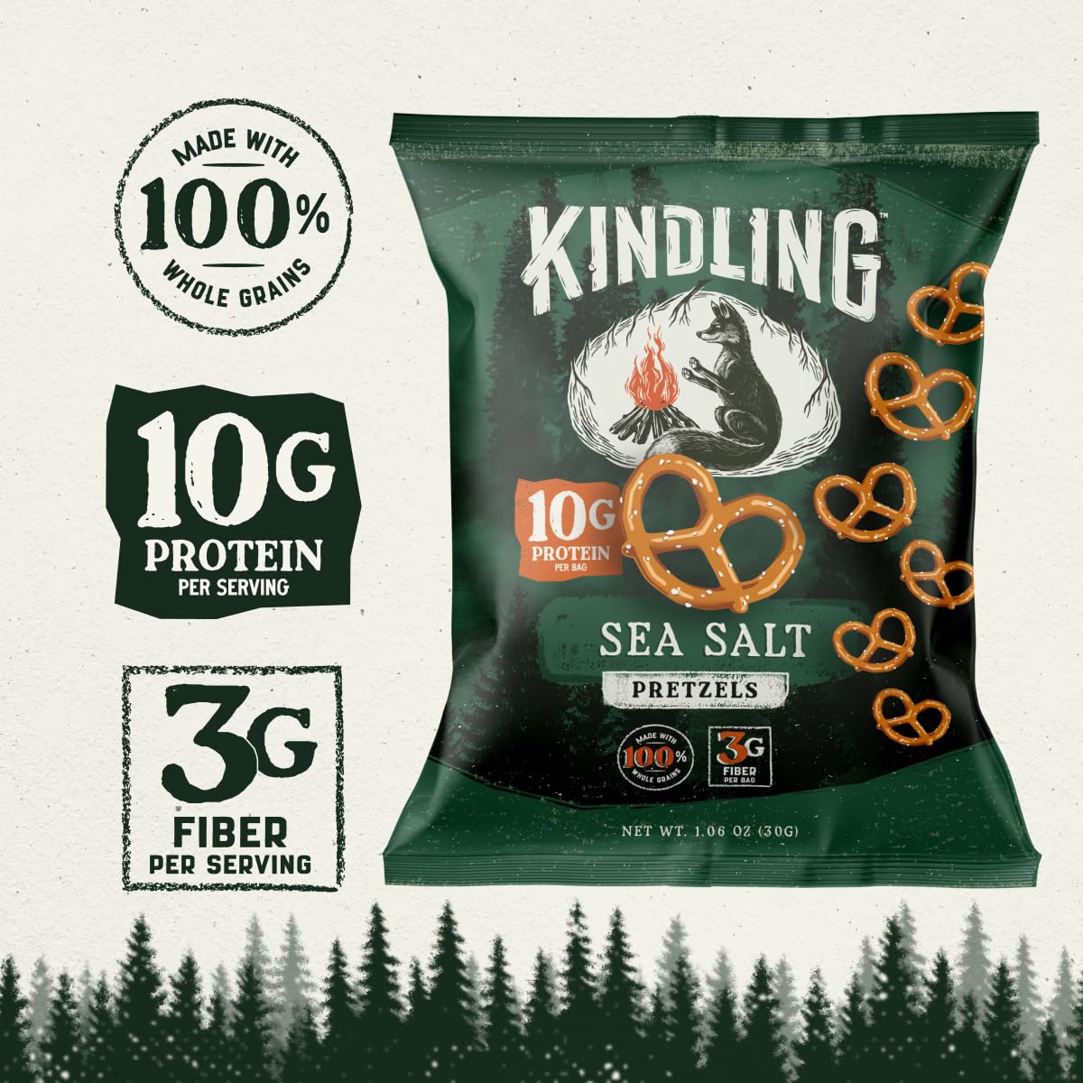 Kindling nutrition label detail focused on clean ingredients and clear macronutrient information