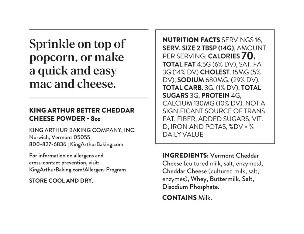 Bowl of cheddar sauce made with King Arthur powder showing creamy texture