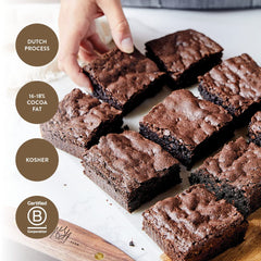 King Arthur cocoa stirred into brownie batter producing intensified chocolate color