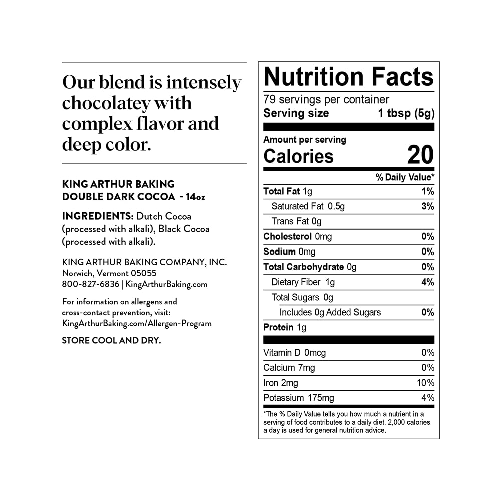 King Arthur cocoa in scoop and measuring cup for accurate baking measurements