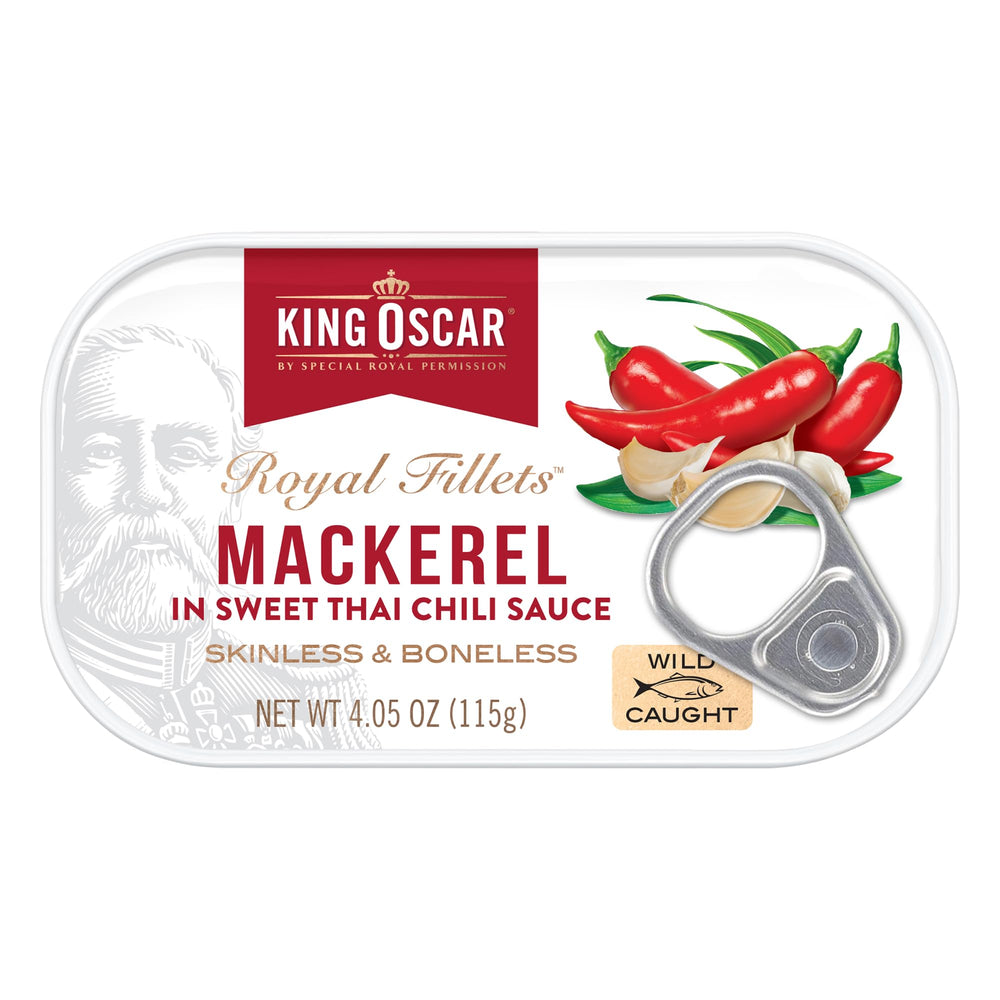 King Oscar opened can with visible boneless fillets and sauce benefit