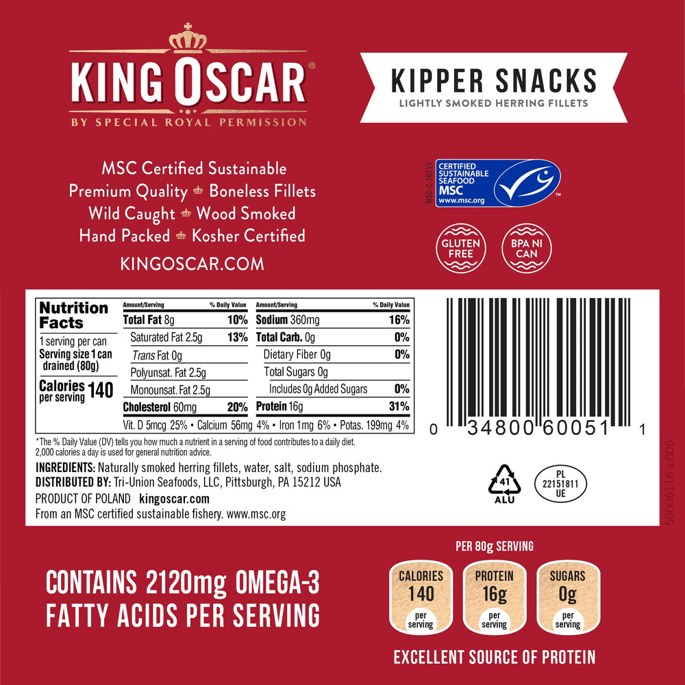 King Oscar close-up of smoked herring texture showing delicate flake