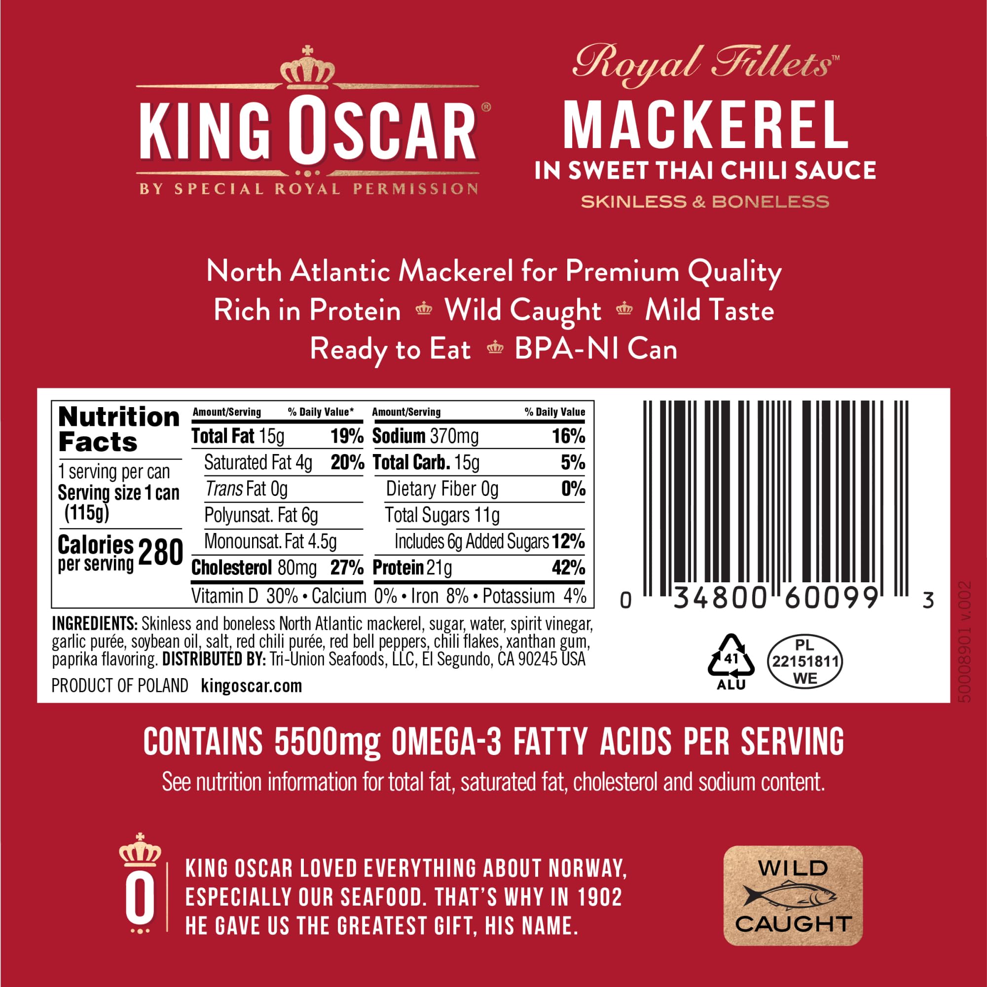 King Oscar close-up of sweet Thai chili sauce texture enhancing taste