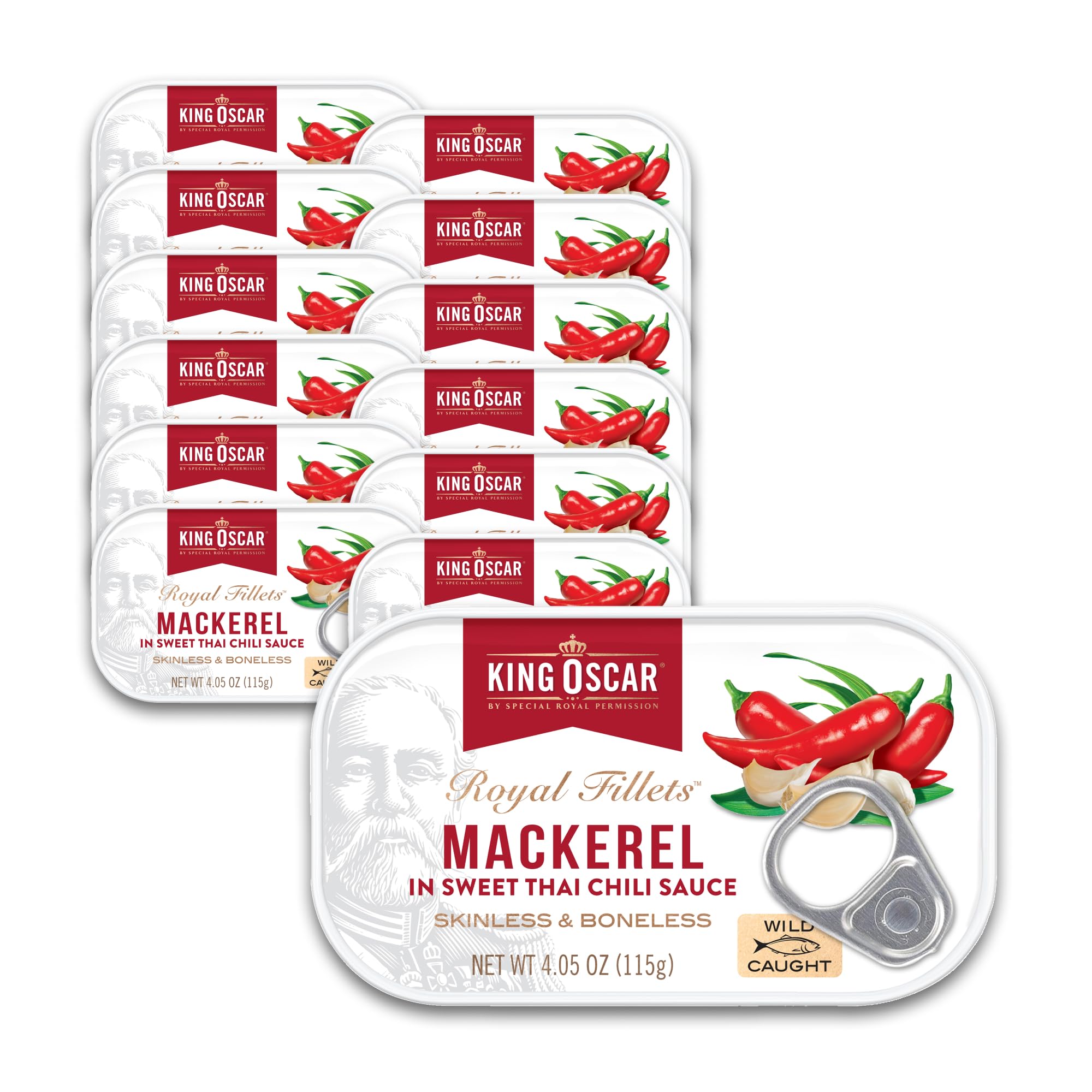 King Oscar front of can showing product and bold Thai chili flavor