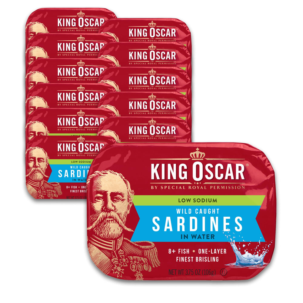 King Oscar front packaging showing 12-pack, convenient pantry staple