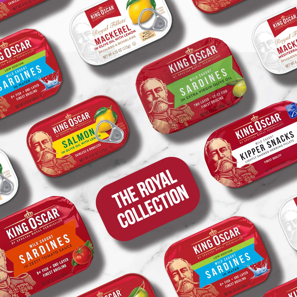 Close-up of King Oscar label and Kosher certification emphasizing trustworthy heritage