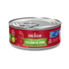 King Oscar open tin of fillets in EVOO highlighting ready-to-eat convenience