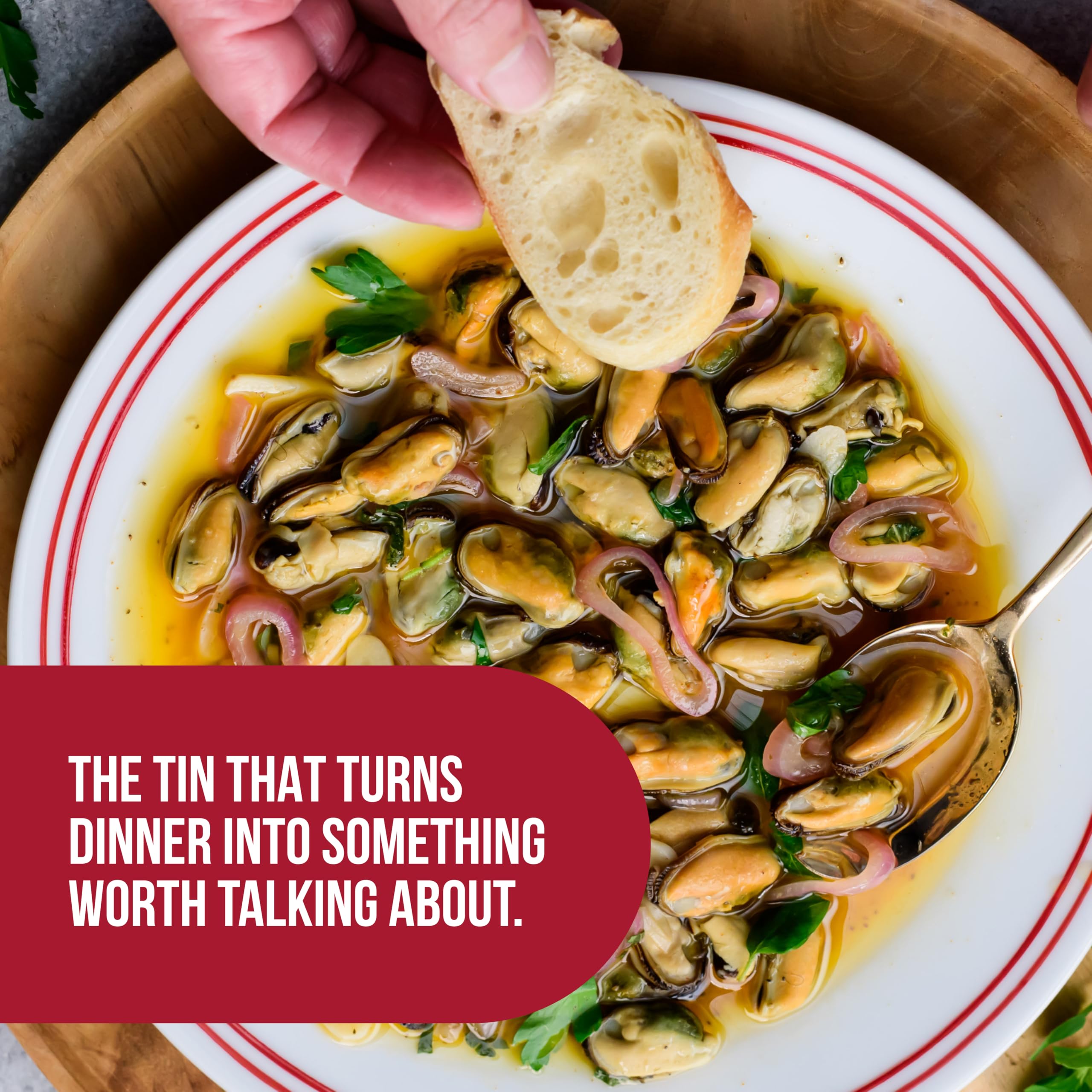 King Oscar mussels tossed into pasta offering flavorful convenience