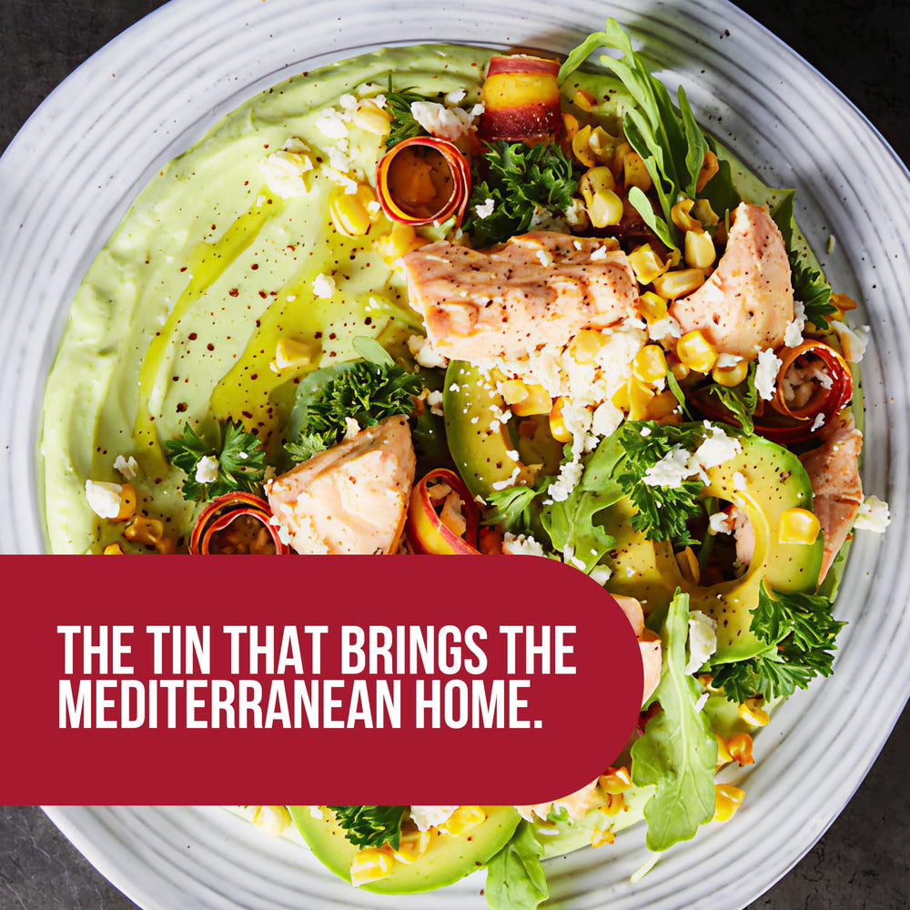 King Oscar salmon mixed into pasta with olive oil, simple weeknight dinner boost