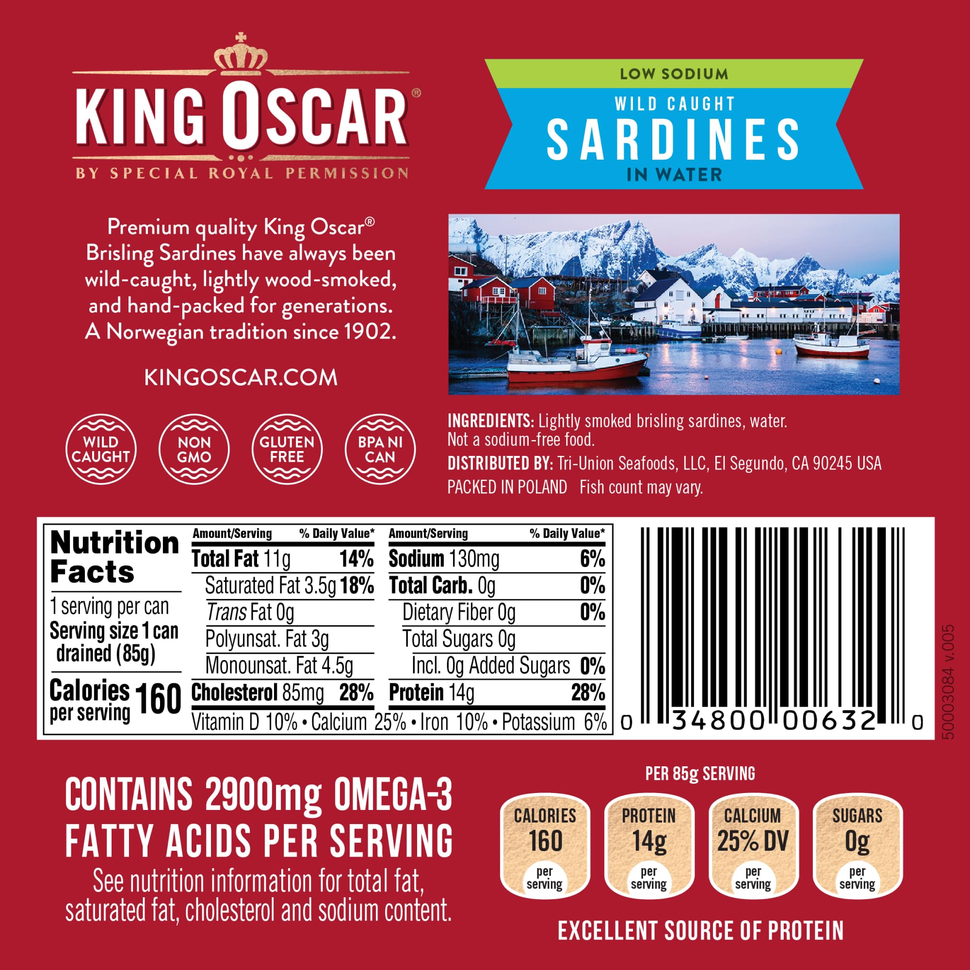 King Oscar close-up texture of sardines, highlighting natural freshness
