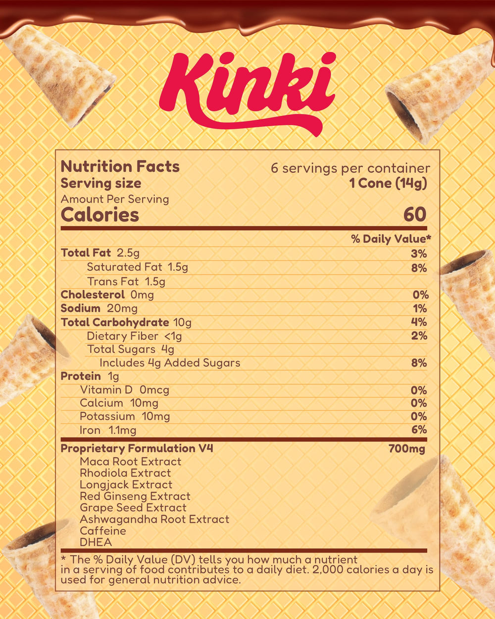 Kinki close-up of waffle cone texture and creamy milk chocolate center promising pleasant taste