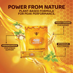 Kinki open sachet close-up showing silky honey texture and smooth taste benefit
