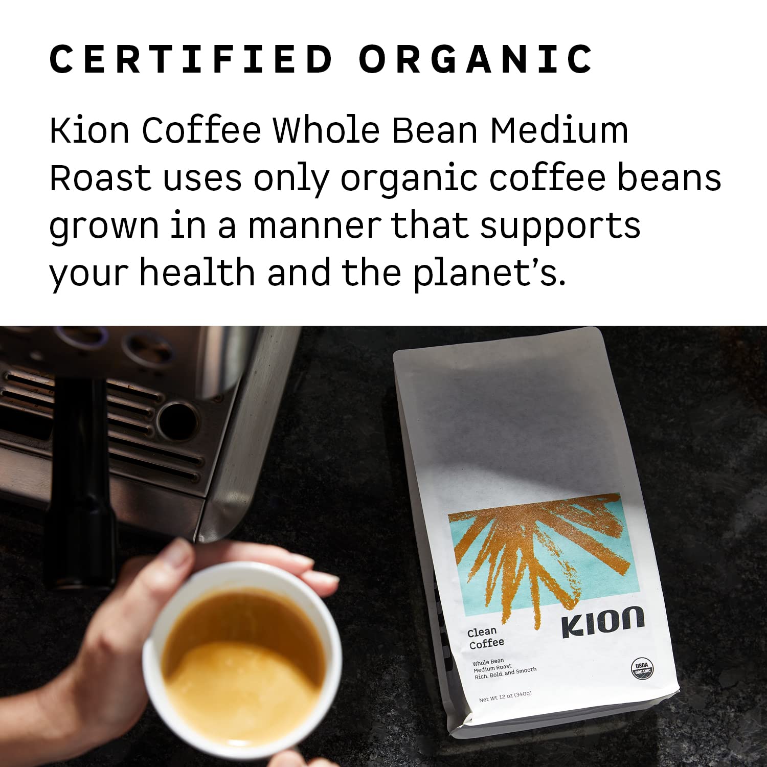 Kion ground coffee close-up texture showing consistent grind for balanced brew