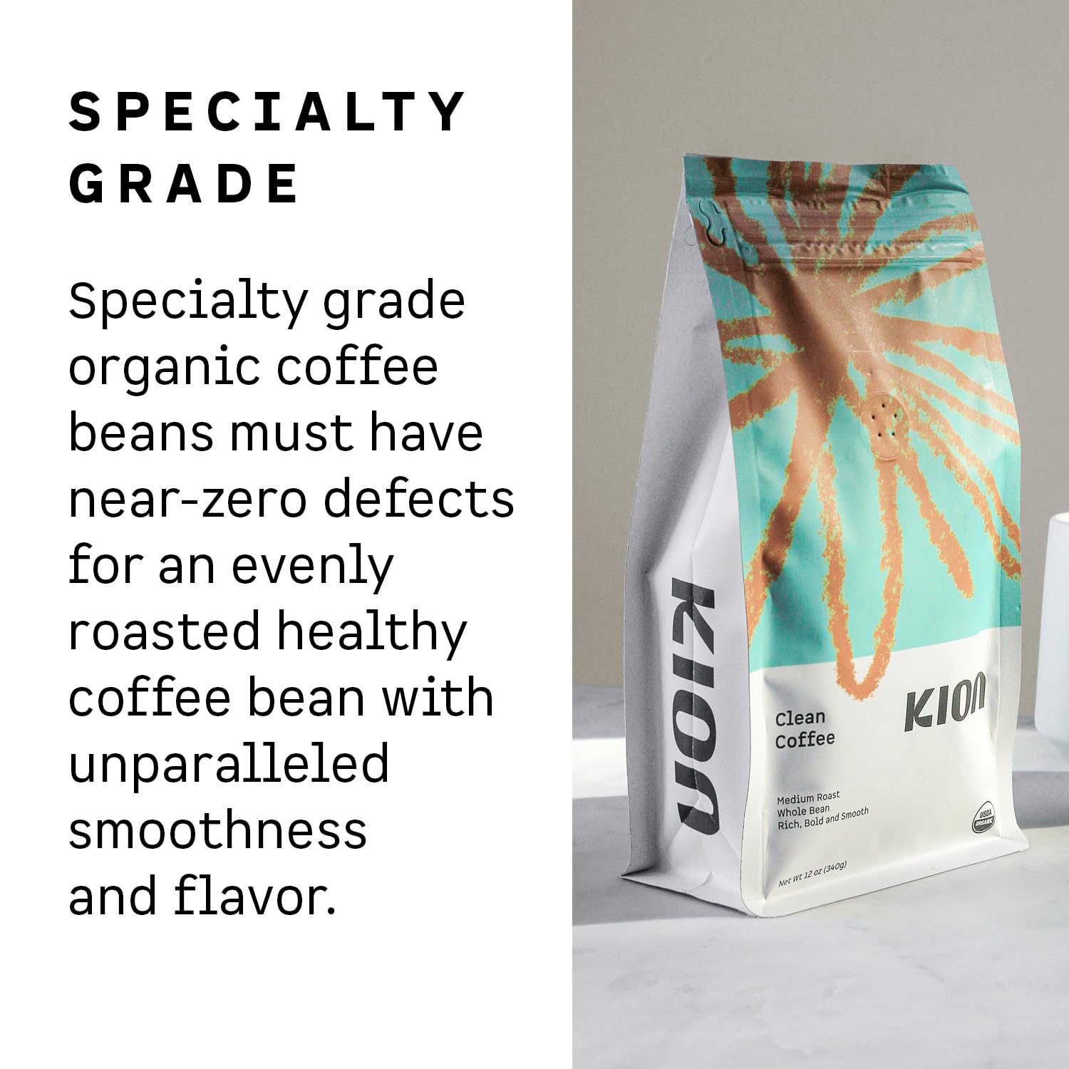 Kion clean coffee kitchen lifestyle scene showing ready-to-brew convenience benefit