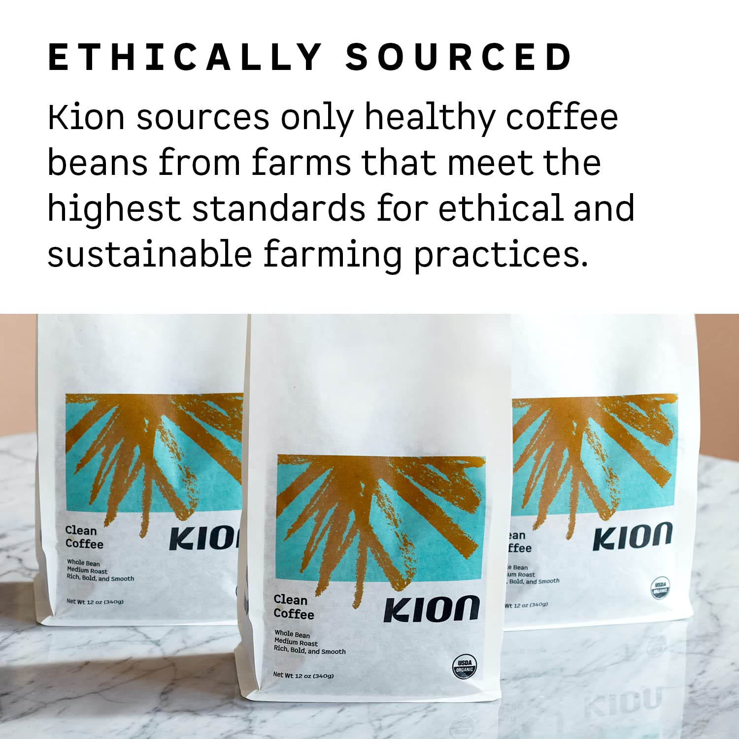 Kion bag next to ruler showing 12 oz scale and portion size