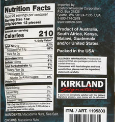 Close-up of Kirkland macadamia nuts texture and roast, highlighting rich crunch and flavor