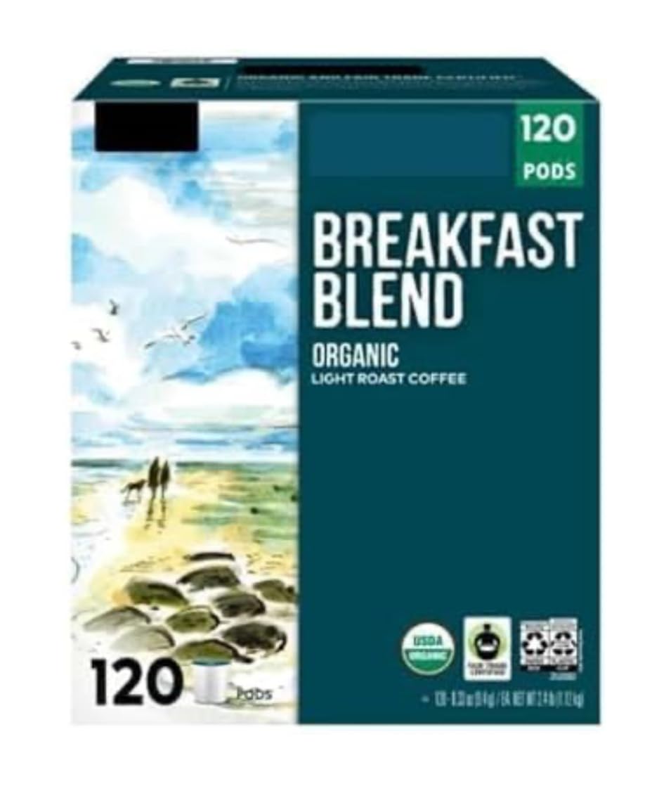 Kirkland_Signature front packaging showing 120-count pods and value benefits for quick morning prep