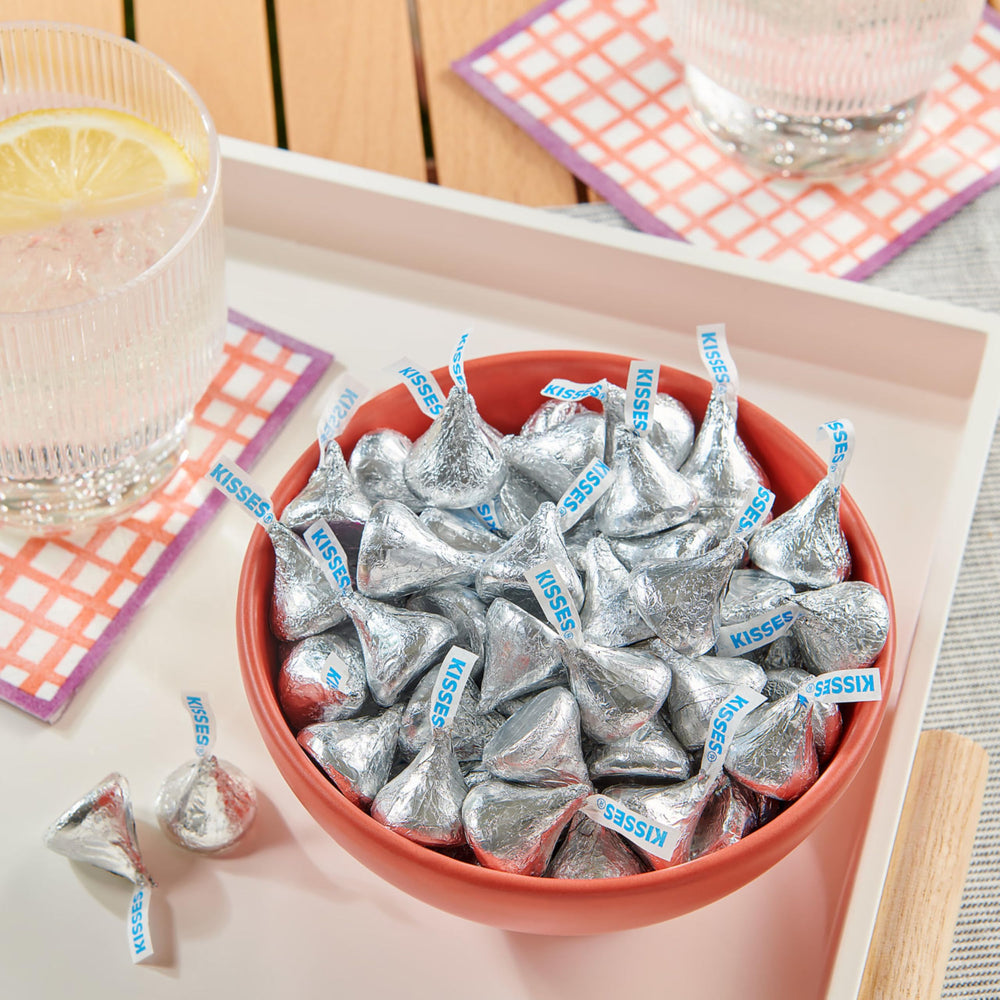 HERSHEY'S KISSES in a candy dish ready to serve for gatherings