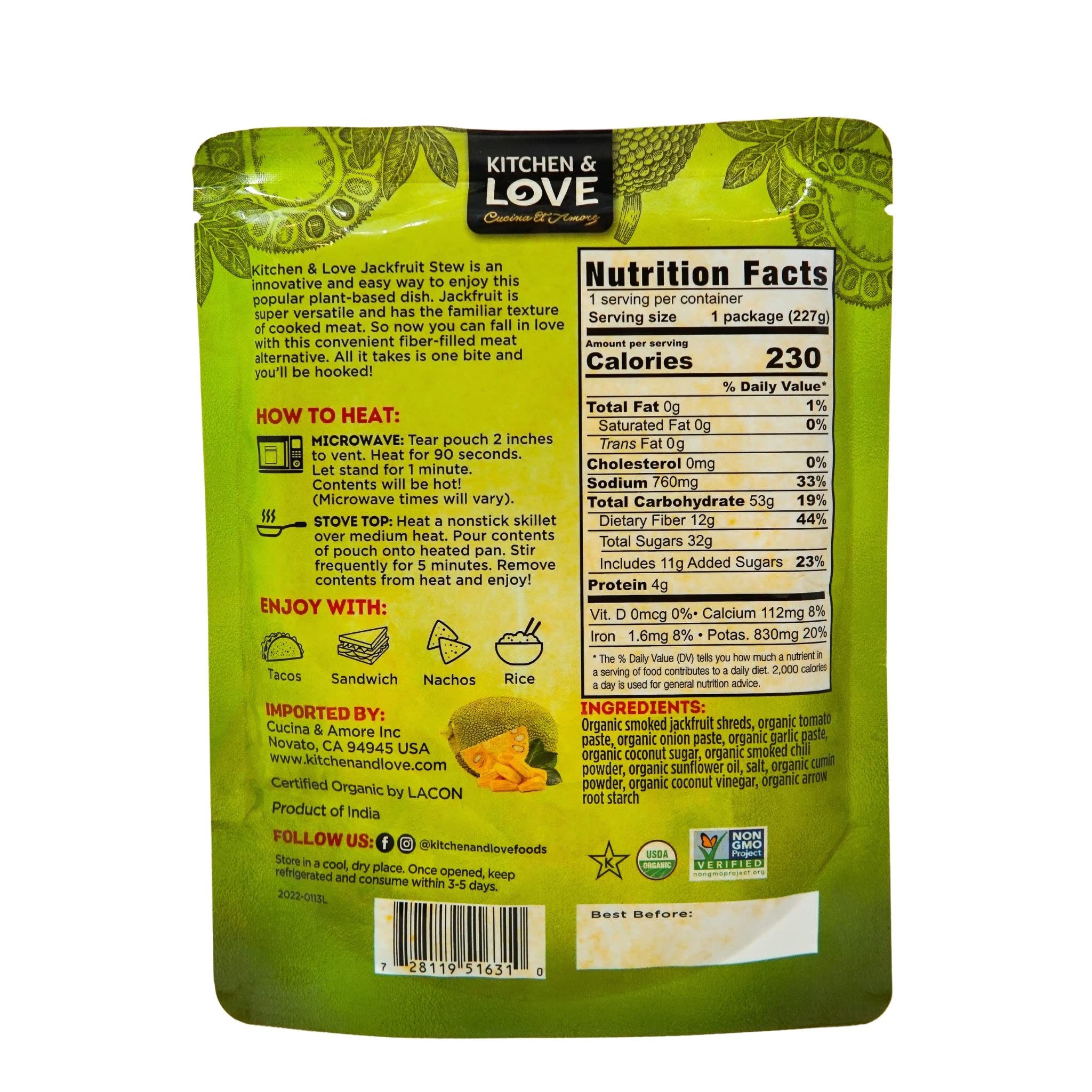 Kitchen & Love jackfruit served in taco, showing savory barbecue flavor pairing