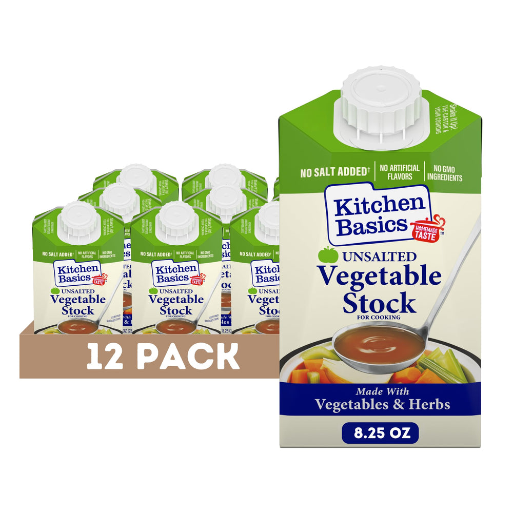 Kitchen Basics front packaging showing 12-pack and benefits