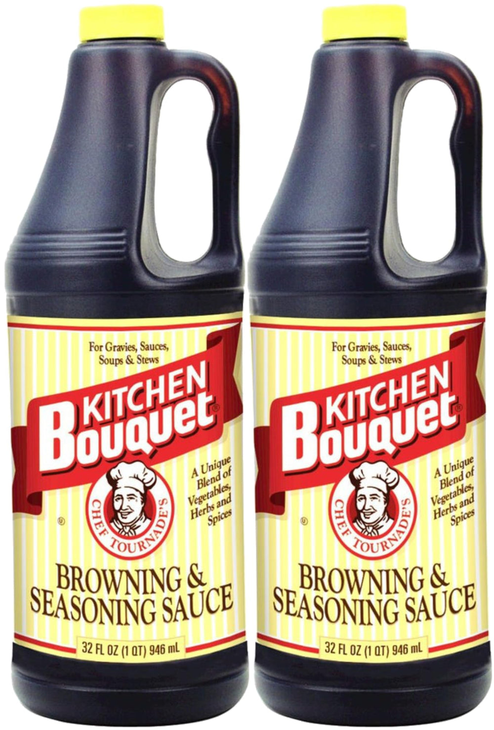 Kitchen Bouquet front packaging showing two 32 ounce bottles for pantry convenience